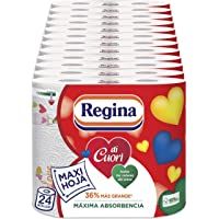 Regina Di Cuori Papel Cocina | 24 unidades | Máxima absorbencia en cada Maxi Hoja | 80 hojas de 2 capas por rollo…